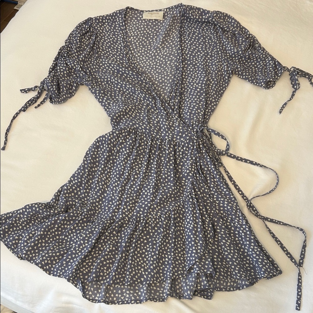 Auguste The Label Blue Della Wrap Mini Dress 4
